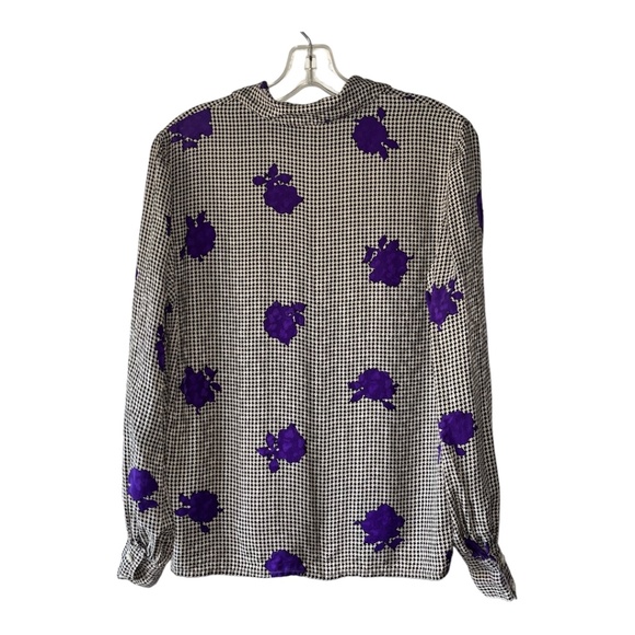 Vintage 80s 90s Carlisle Button Up Houndstooth Blouse - Picture 2 of 8